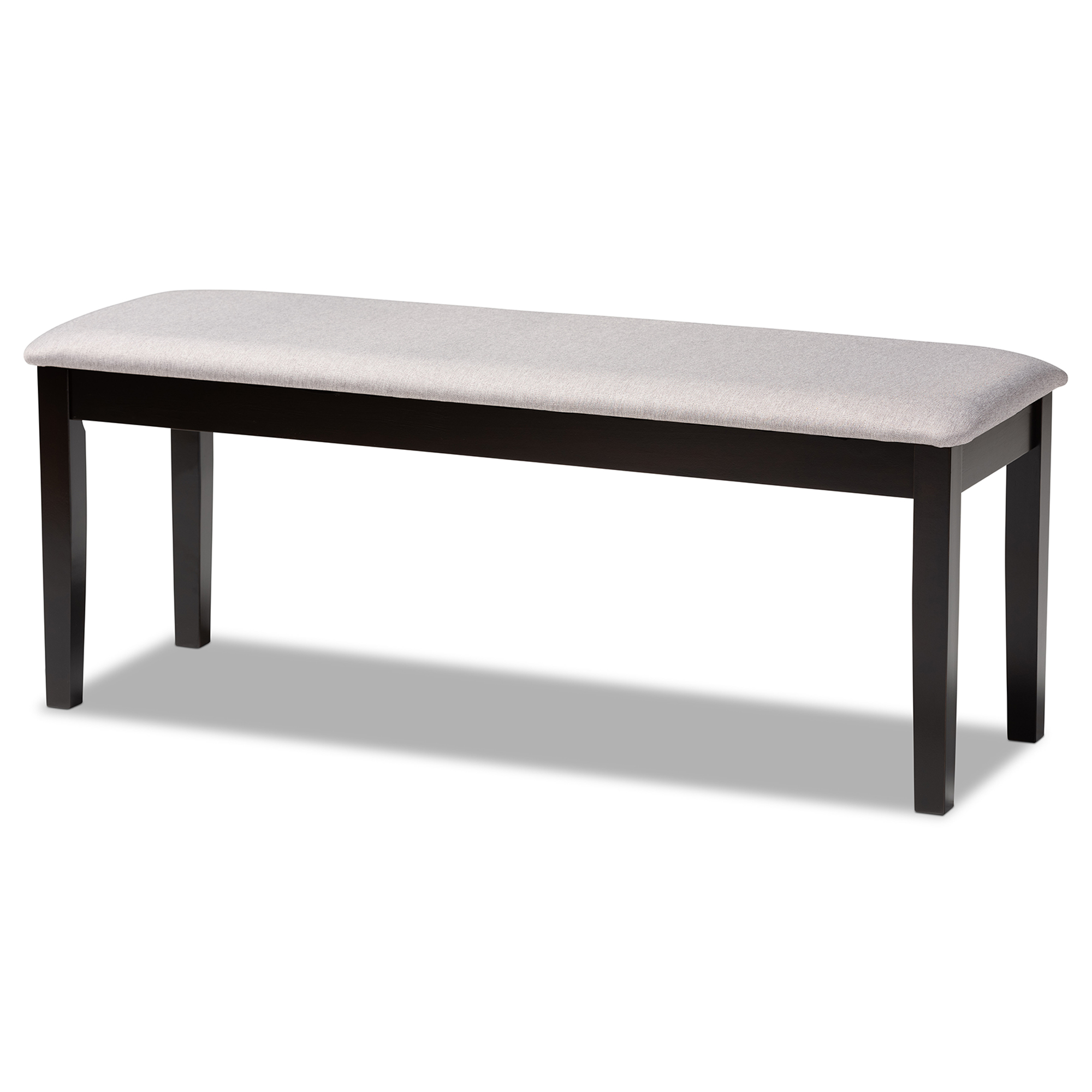Baxton Studio Teresa Modern and Contemporary Transitional Grey Fabric Upholstered and Dark Brown Finished Wood Dining Bench
